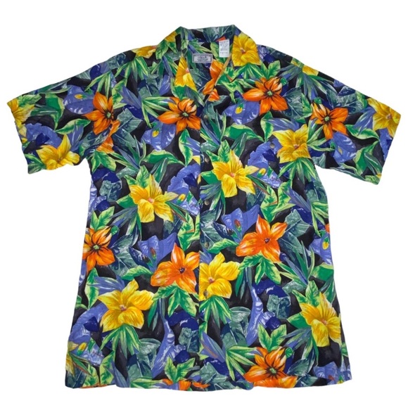 Vtg WEEKENDER Traveler Floral Hawaiian Button Down USA Cotton Shirt Men’s L - Picture 9 of 9